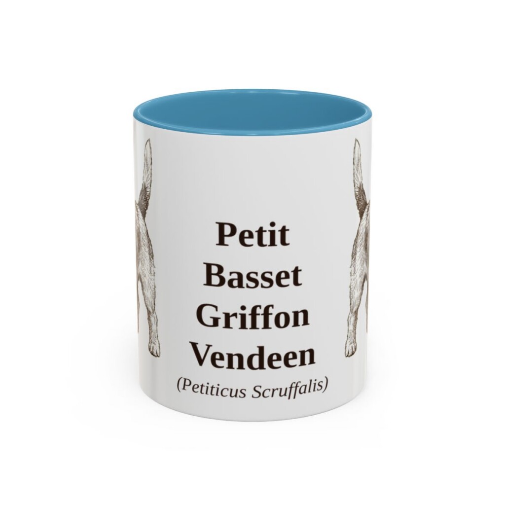 11oz Petit Basset Griffon Vendeen Latin Mug, Light Blue, front view