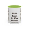 11oz Petit Basset Griffon Vendeen Latin Mug, Light Green, front view