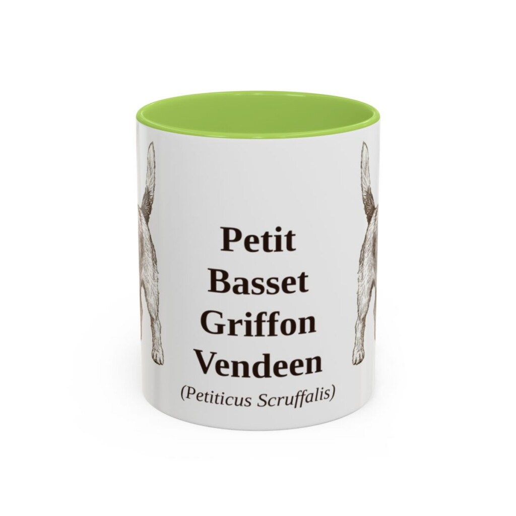11oz Petit Basset Griffon Vendeen Latin Mug, Light Green, front view