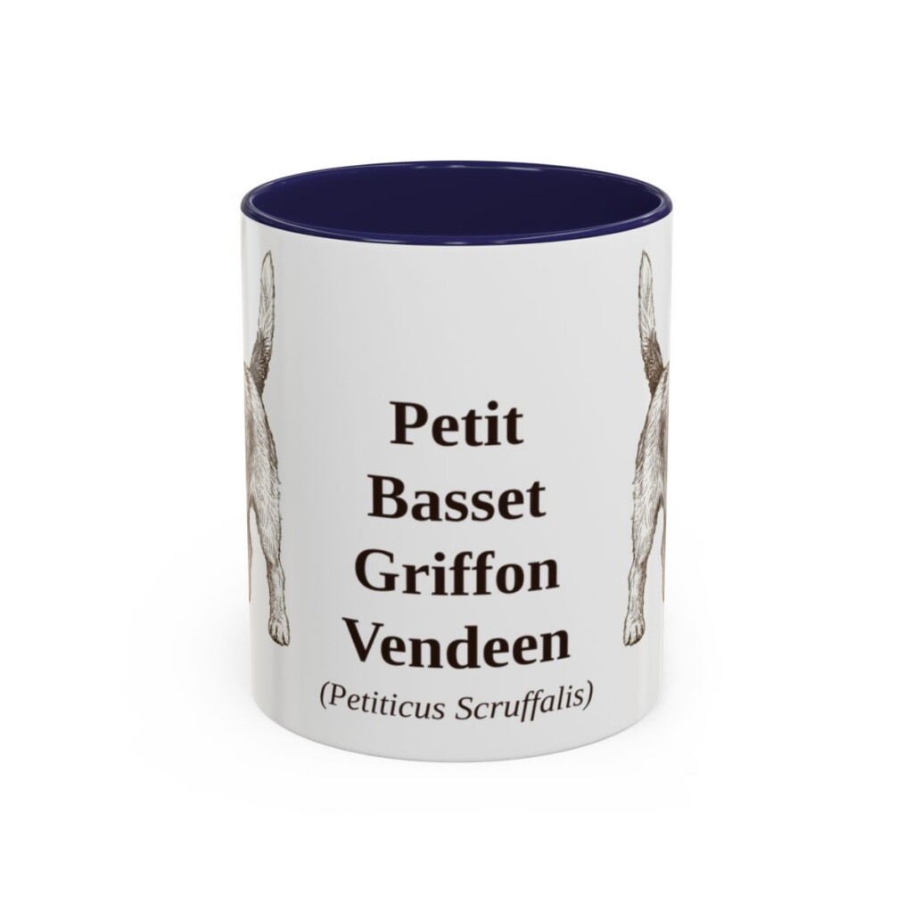 11oz Petit Basset Griffon Vendeen Latin Mug, Navy, front view