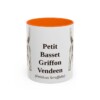 11oz Petit Basset Griffon Vendeen Latin Mug, Orange, front view