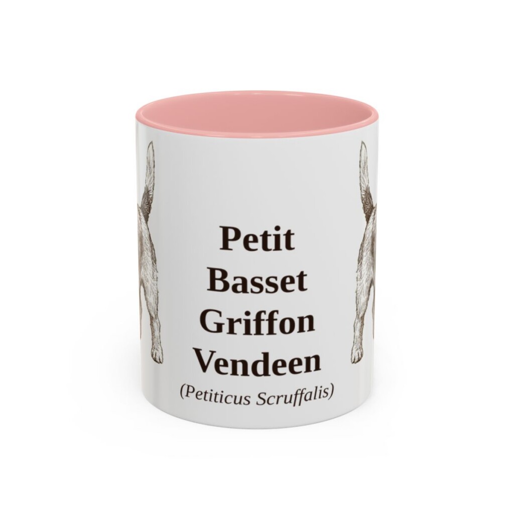 11oz Petit Basset Griffon Vendeen Latin Mug, Pink, front view