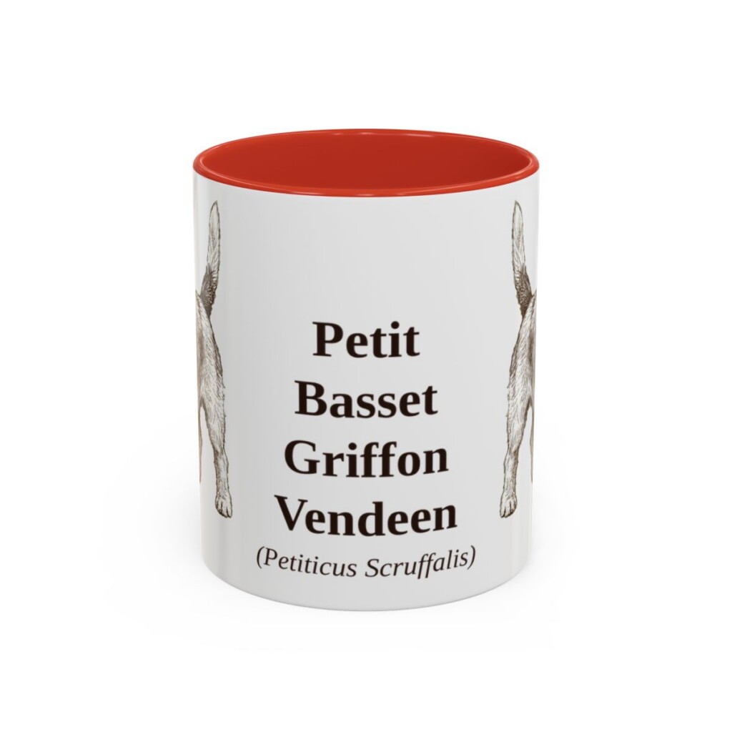 11oz Petit Basset Griffon Vendeen Latin Mug, Red, front view