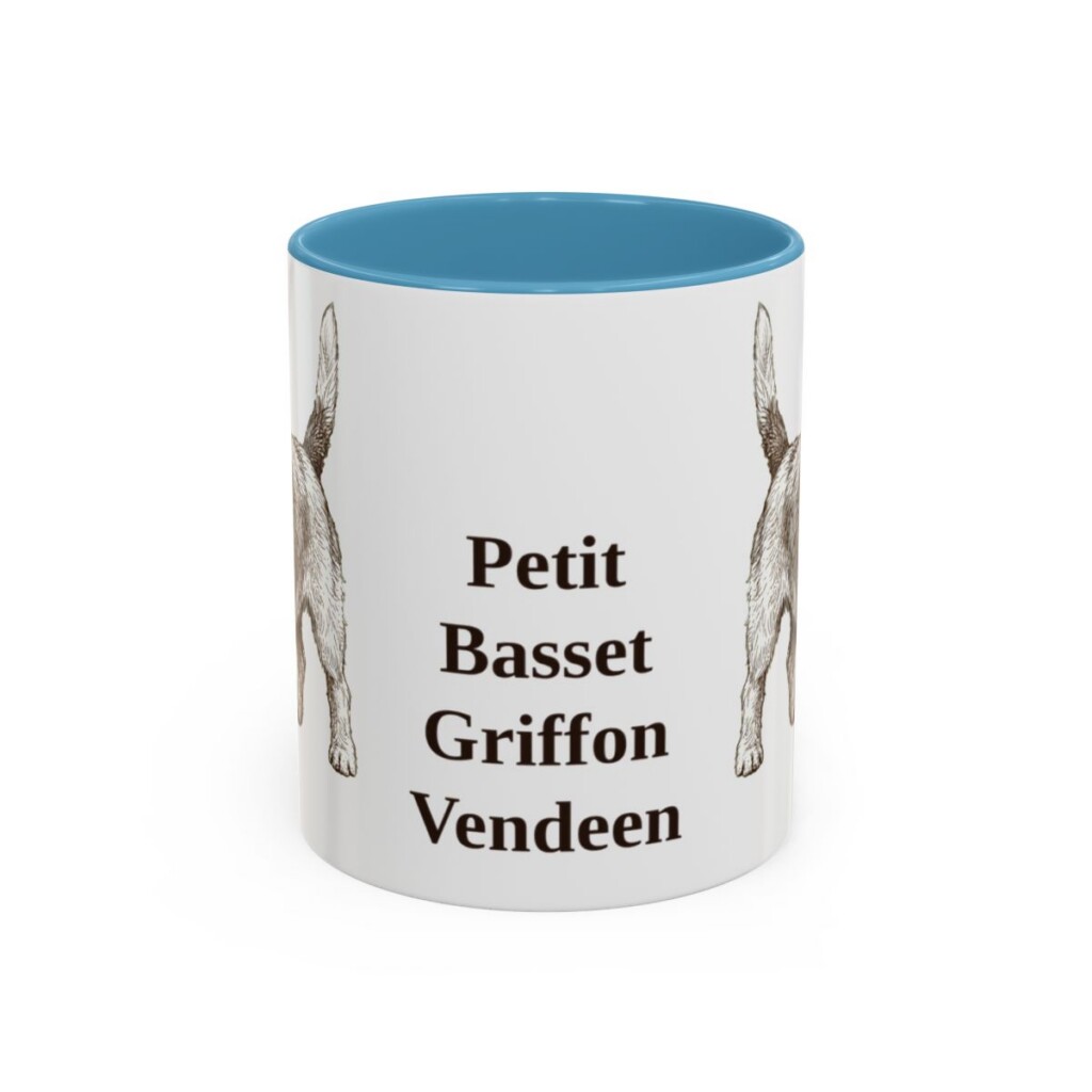 11oz Petit Basset Griffon Vendeen Mug, Light Blue, front view