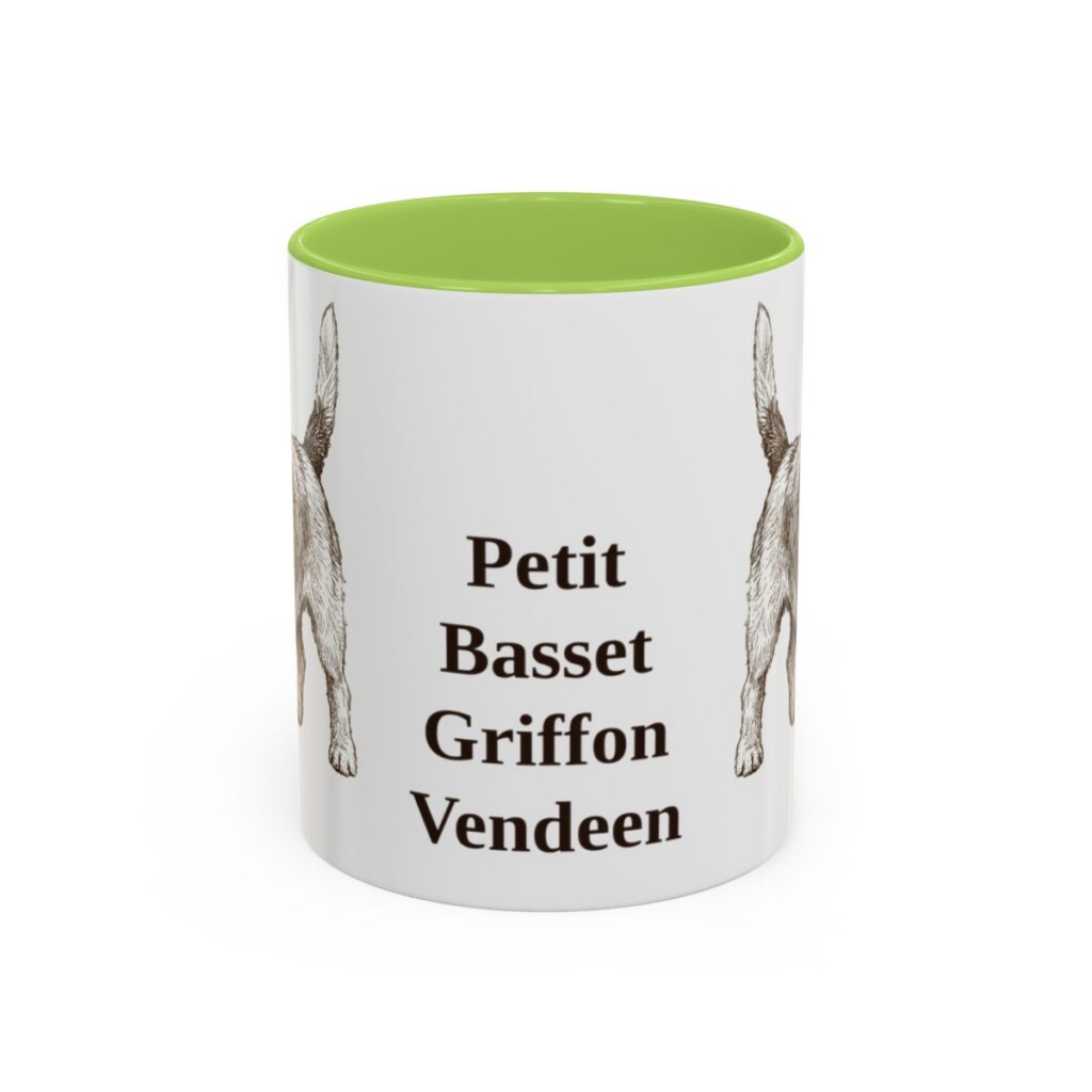 11oz Petit Basset Griffon Vendeen Mug, Light Green, front view