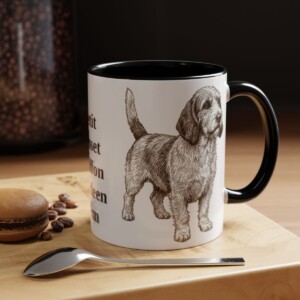 11oz Petit Basset Griffon Vendeen Dog Mom Mug, Black, lifestyle photo