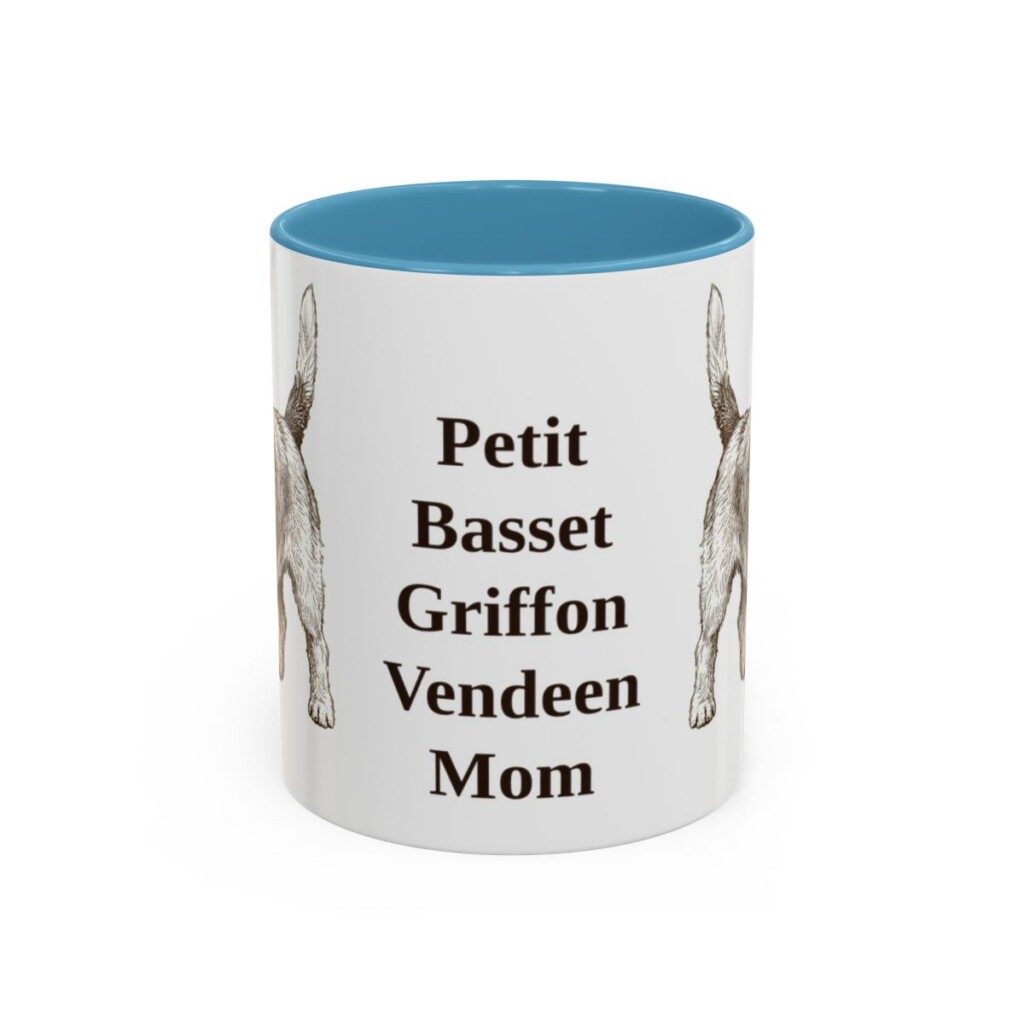 11oz Petit Basset Griffon Vendeen Dog Mom Mug, Light Blue, front view