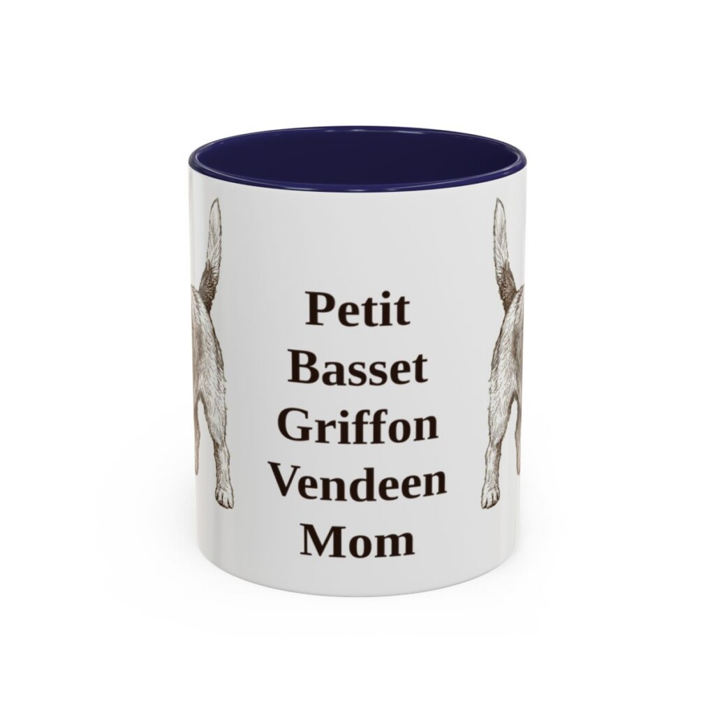 11oz Petit Basset Griffon Vendeen Dog Mom Mug, Navy, front view