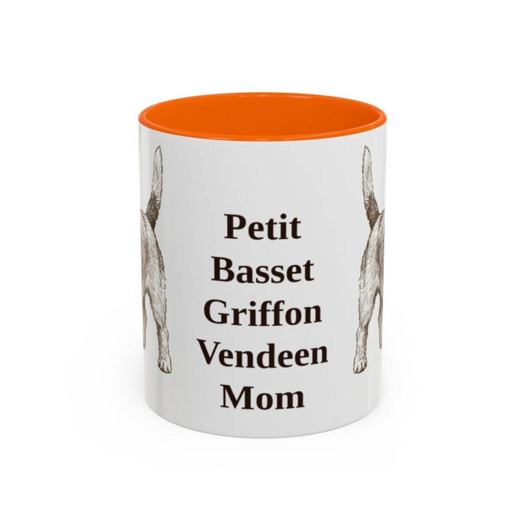 11oz Petit Basset Griffon Vendeen Dog Mom Mug, Orange, front view