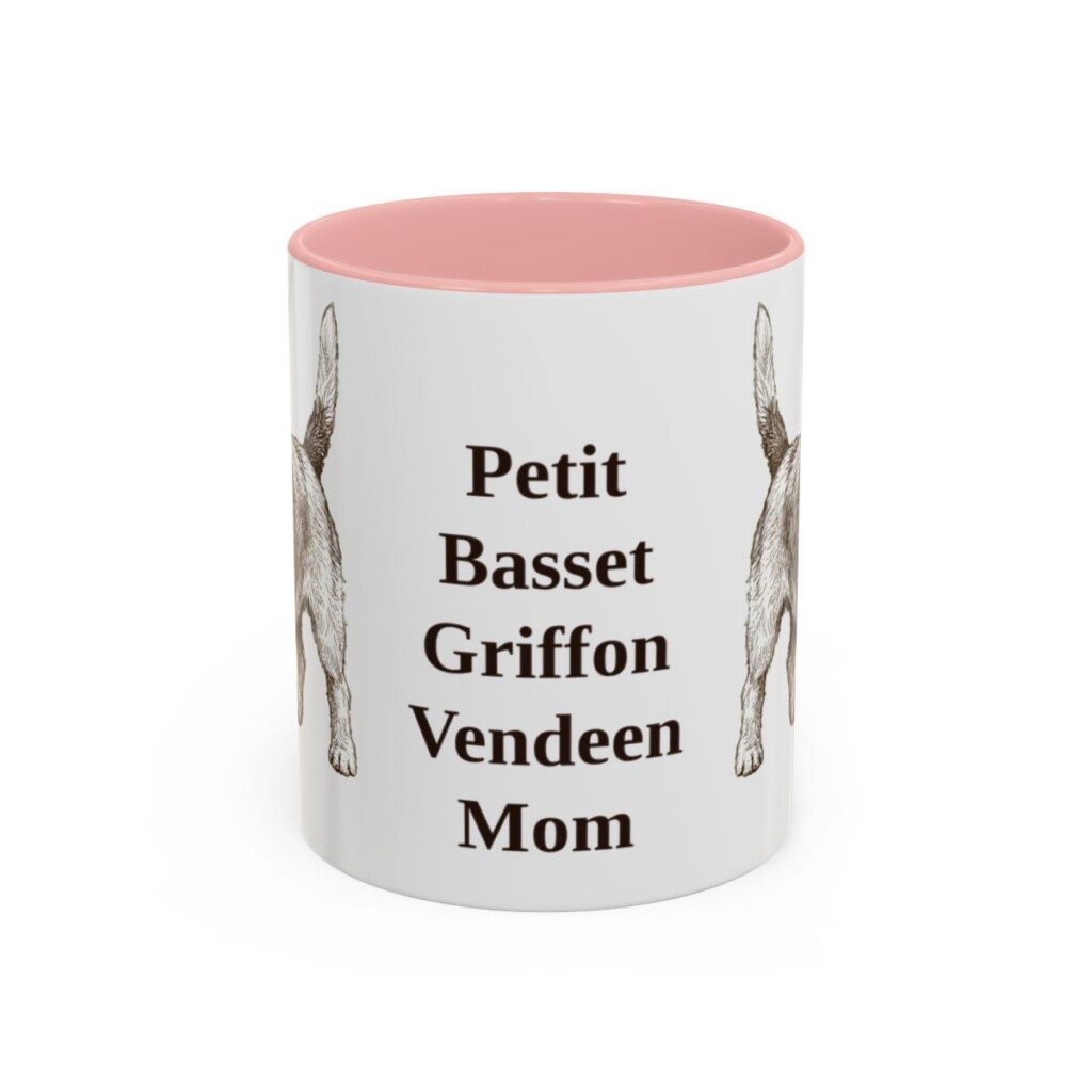 11oz Petit Basset Griffon Vendeen Dog Mom Mug, Pink, front view