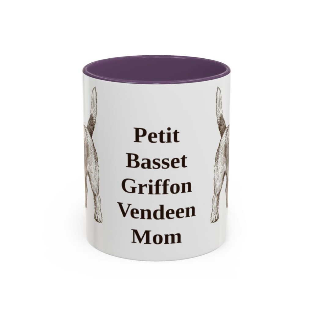 11oz Petit Basset Griffon Vendeen Dog Mom Mug, Purple, front view