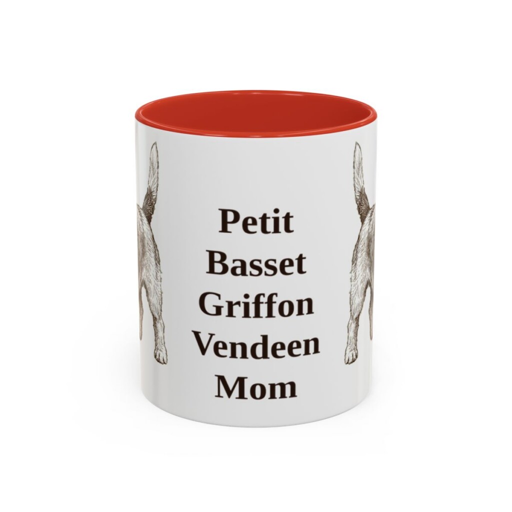 11oz Petit Basset Griffon Vendeen Dog Mom Mug, Red, front view