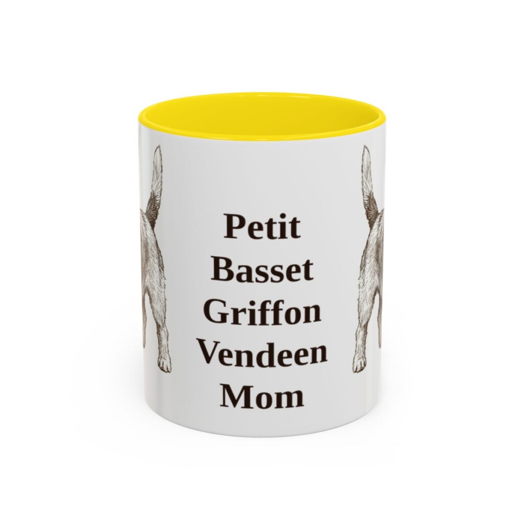 11oz Petit Basset Griffon Vendeen Dog Mom Mug, Yellow, front view