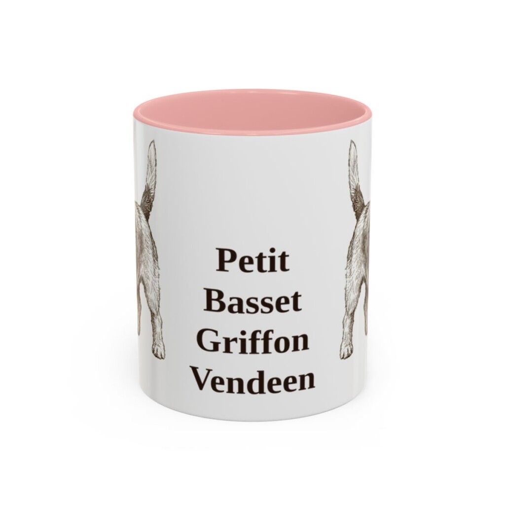 11oz Petit Basset Griffon Vendeen Mug, Pink, front view