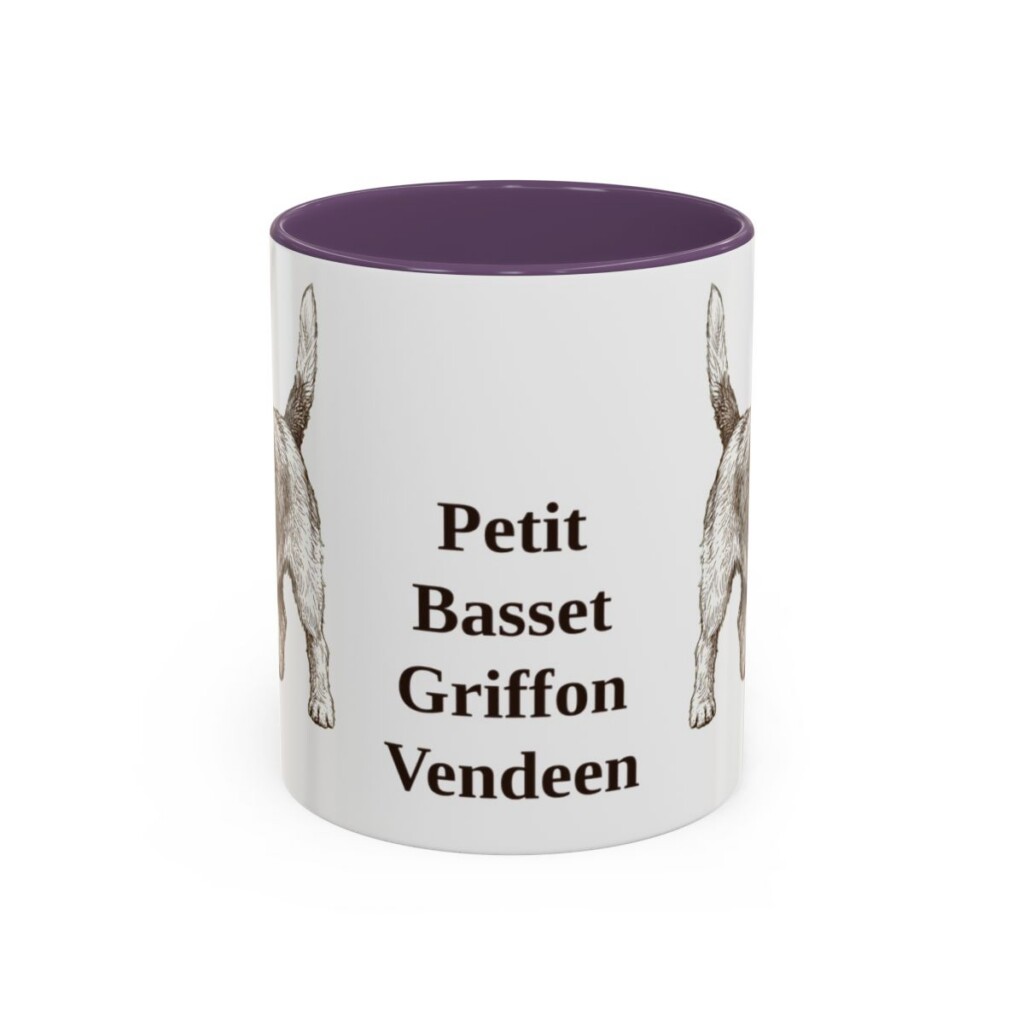 11oz Petit Basset Griffon Vendeen Mug, Purple, front view