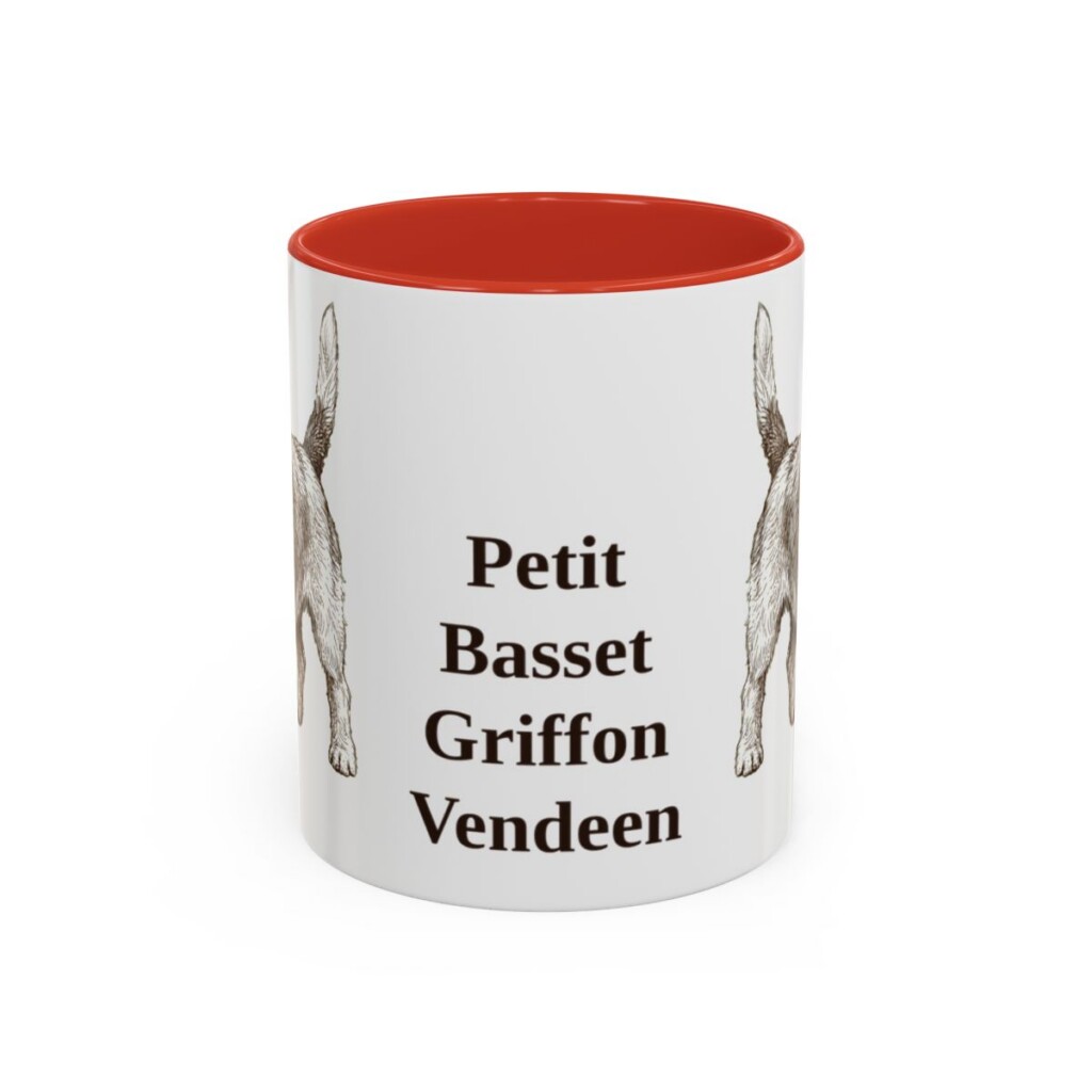 11oz Petit Basset Griffon Vendeen Mug, Red, front view
