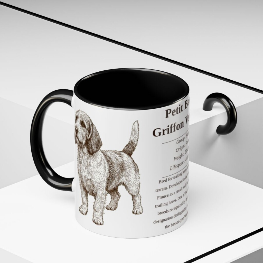 11oz Petit Basset Griffon Vendeen Mug, Black, lifestyle photo