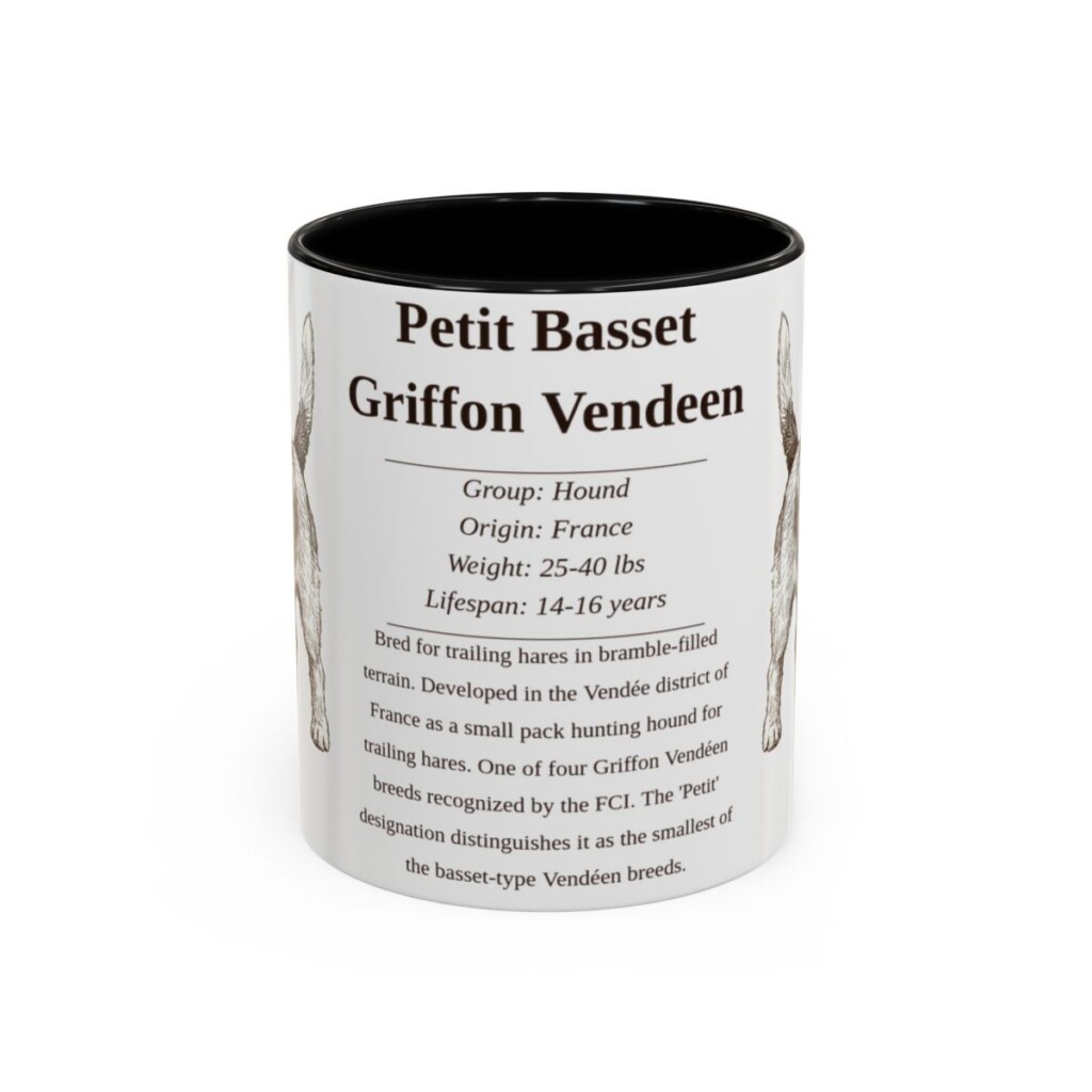 11oz Petit Basset Griffon Vendeen Mug, Black, front view
