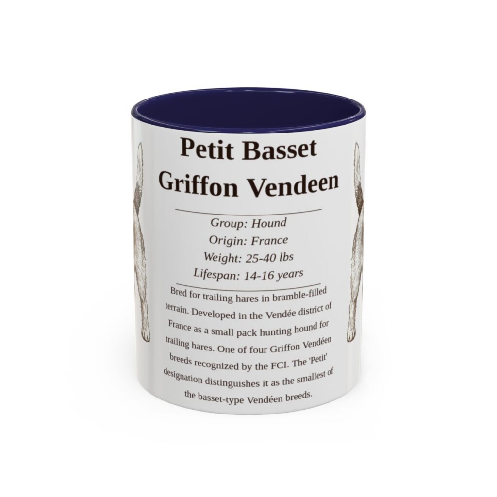 11oz Petit Basset Griffon Vendeen Mug, Navy, front view