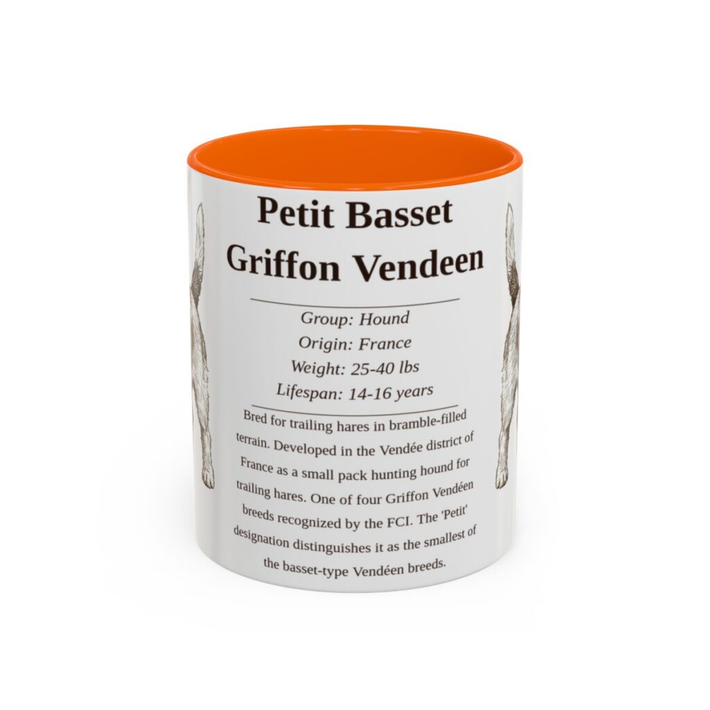 11oz Petit Basset Griffon Vendeen Mug, Orange, front view
