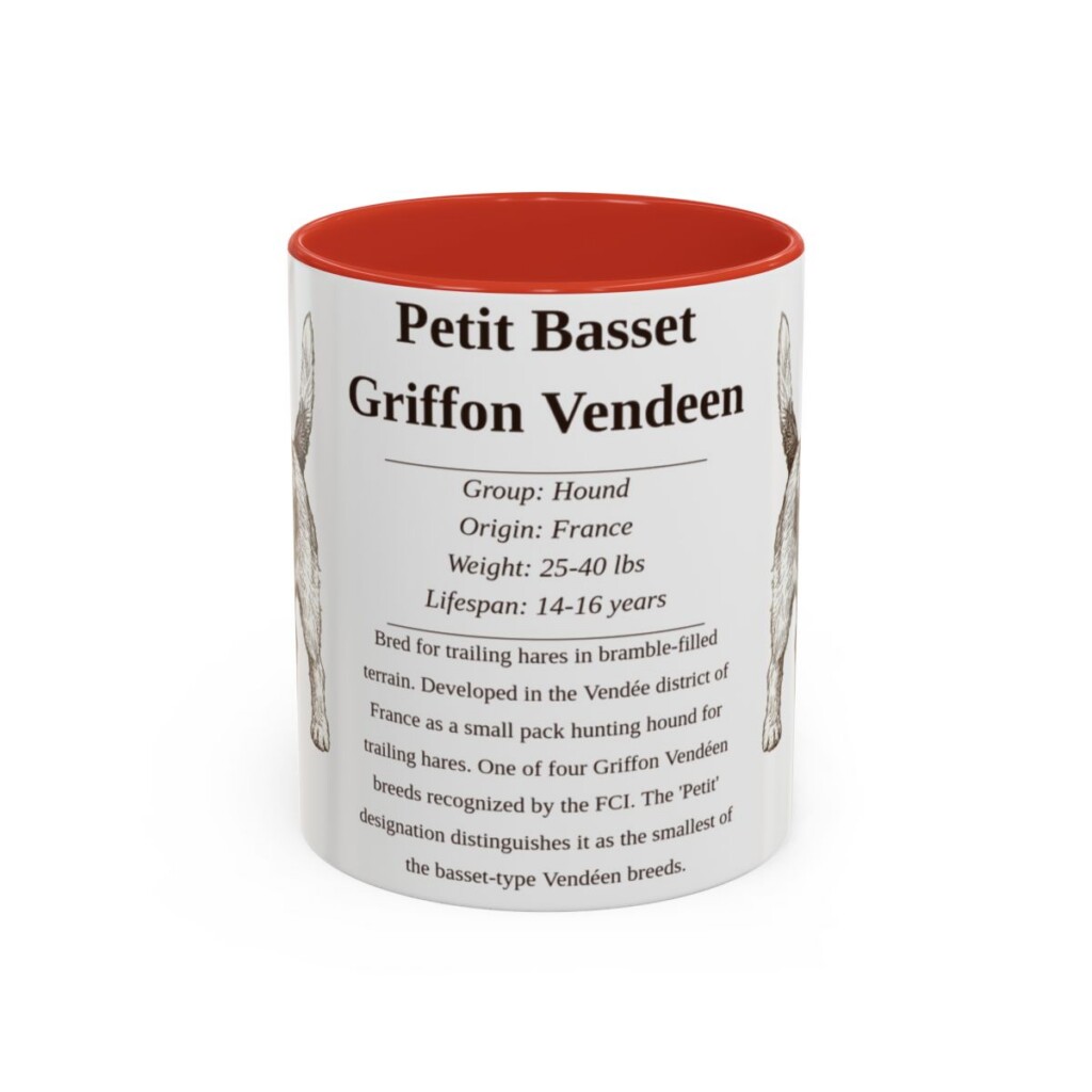 11oz Petit Basset Griffon Vendeen Mug, Red, front view
