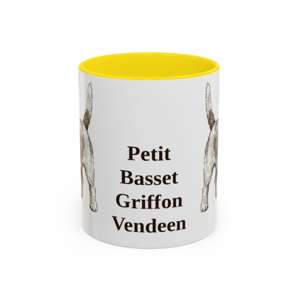 11oz Petit Basset Griffon Vendeen Mug, Yellow, front view