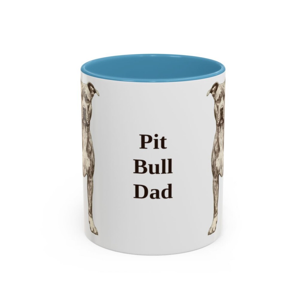 11oz Pit Bull Dog Dad Mug, Light Blue, front view