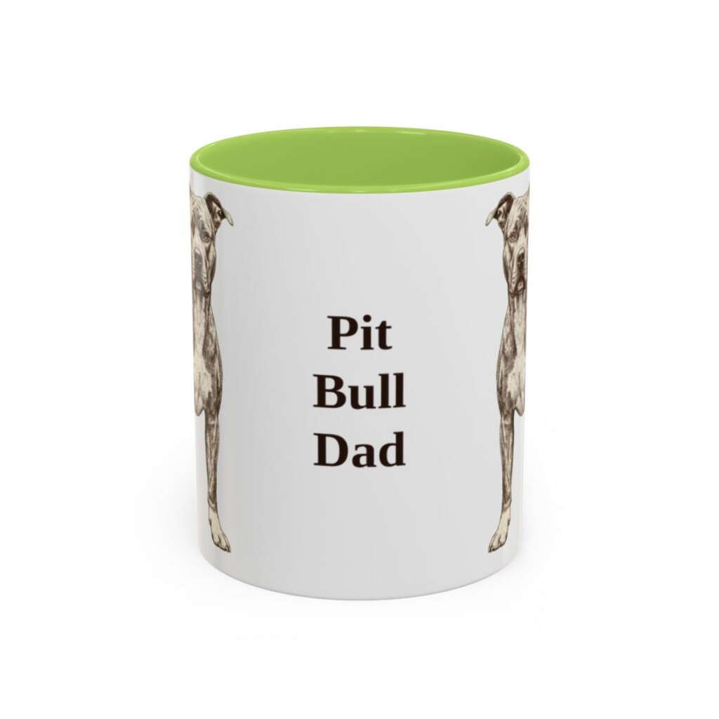11oz Pit Bull Dog Dad Mug, Light Green, front view