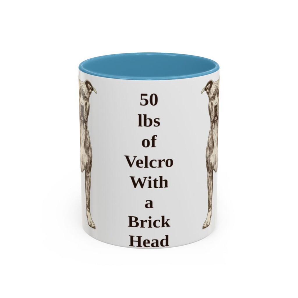 11oz Funny Pit Bull Mug, Light Blue, front view