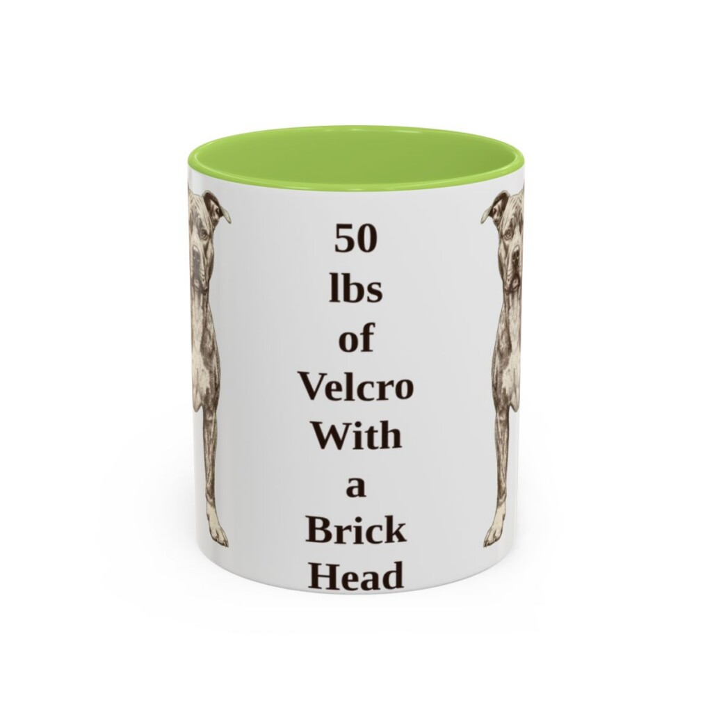 11oz Funny Pit Bull Mug, Light Green, front view