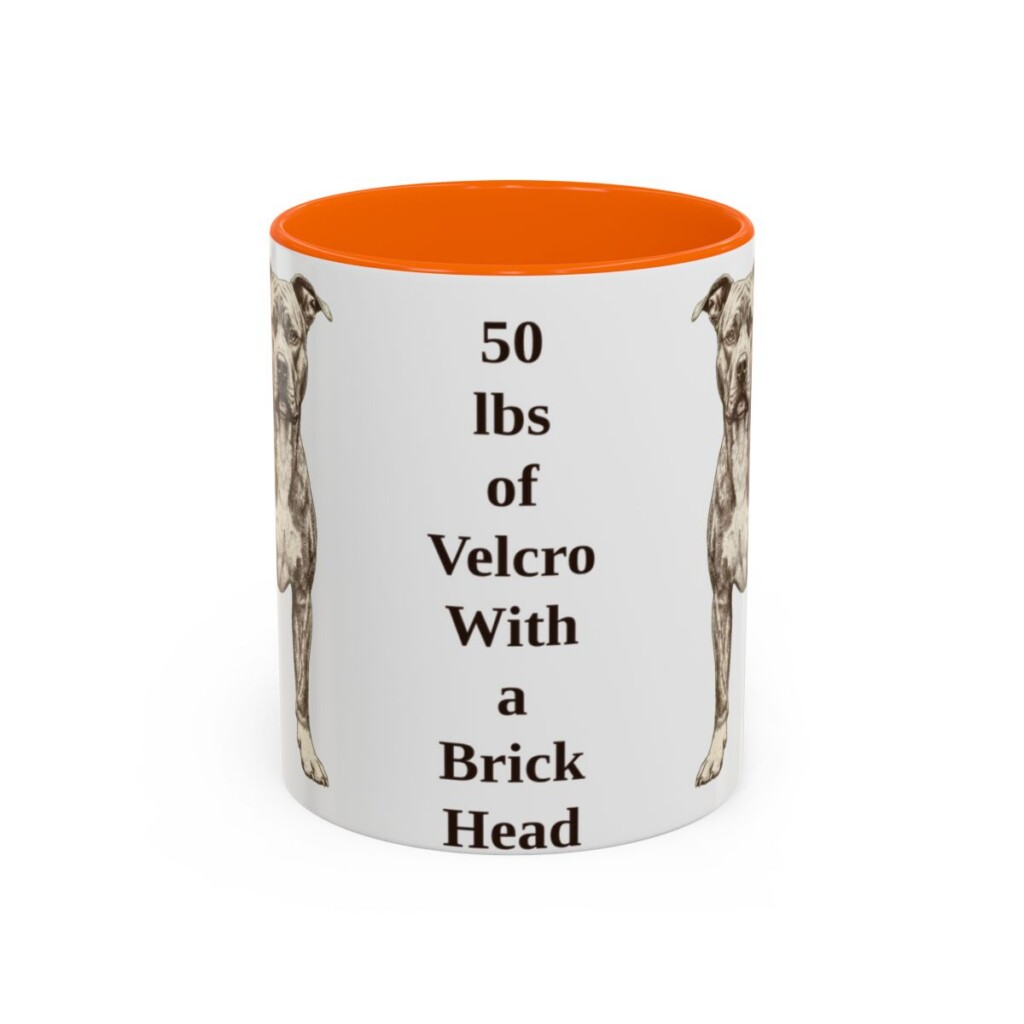 11oz Funny Pit Bull Mug, Orange, front view