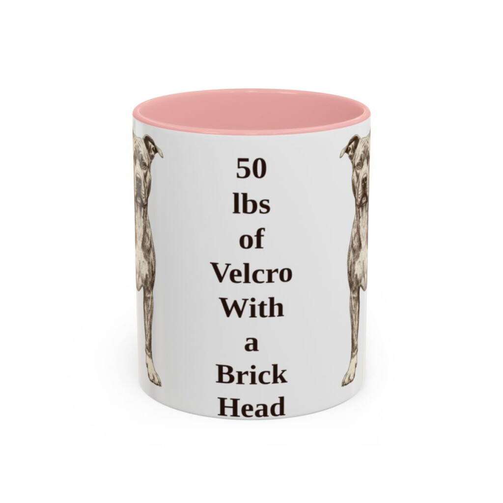 11oz Funny Pit Bull Mug, Pink, front view
