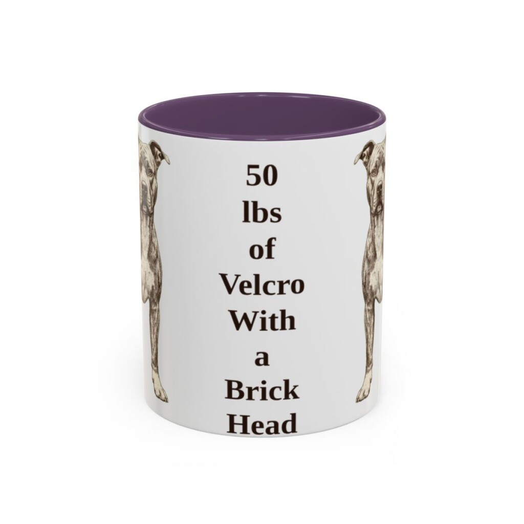 11oz Funny Pit Bull Mug, Purple, front view