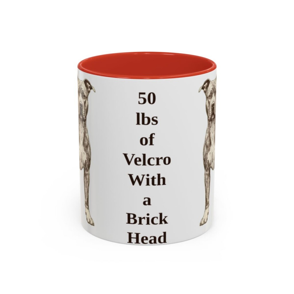 11oz Funny Pit Bull Mug, Red, front view