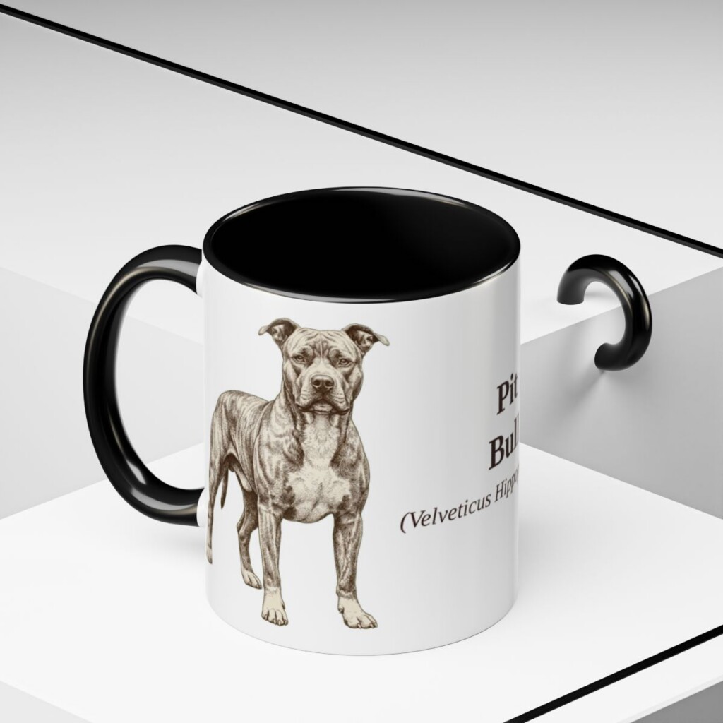 11oz Pit Bull Latin Mug, Black, lifestyle photo