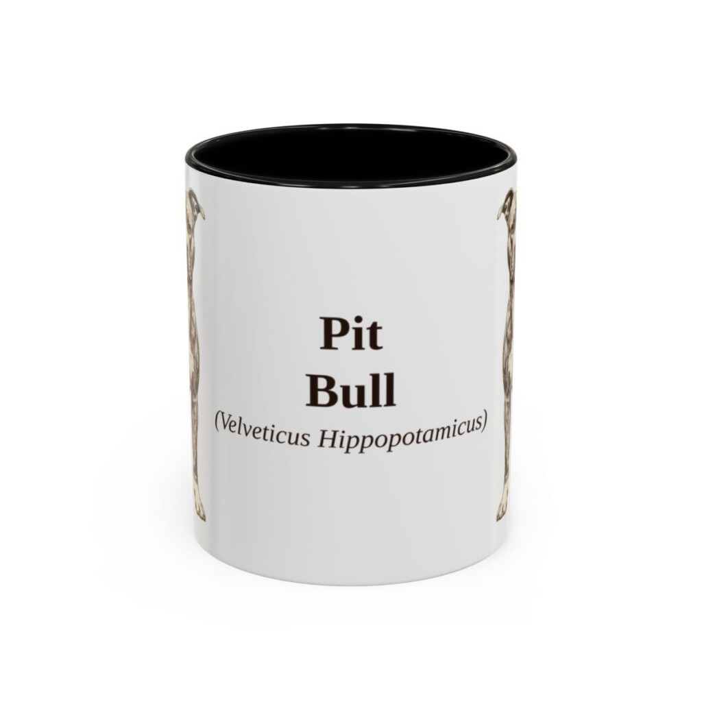 11oz Pit Bull Latin Mug, Black, front view