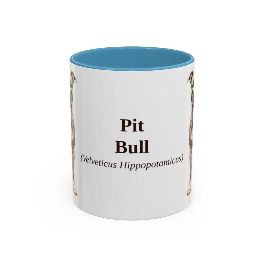 11oz Pit Bull Latin Mug, Light Blue, front view