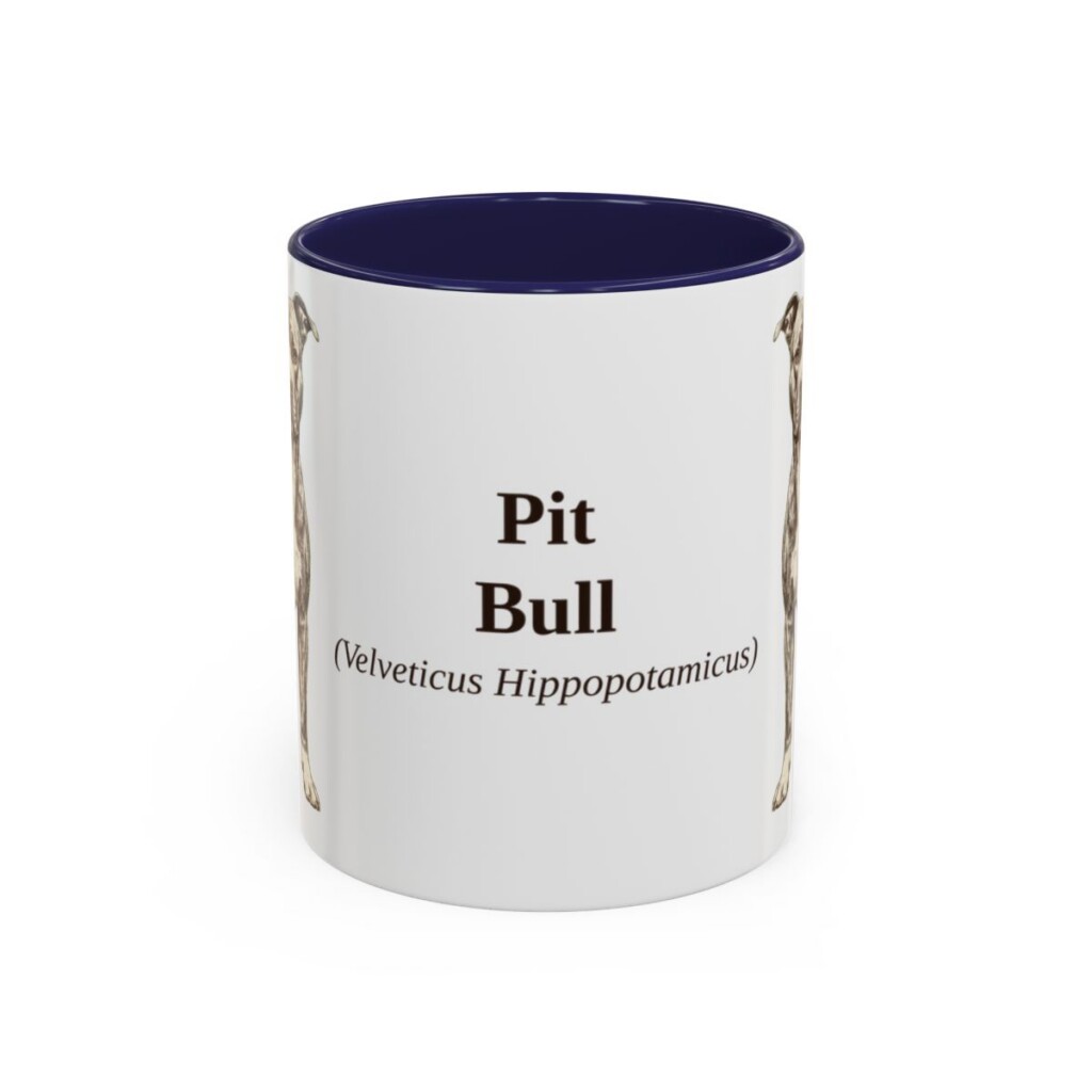 11oz Pit Bull Latin Mug, Navy, front view