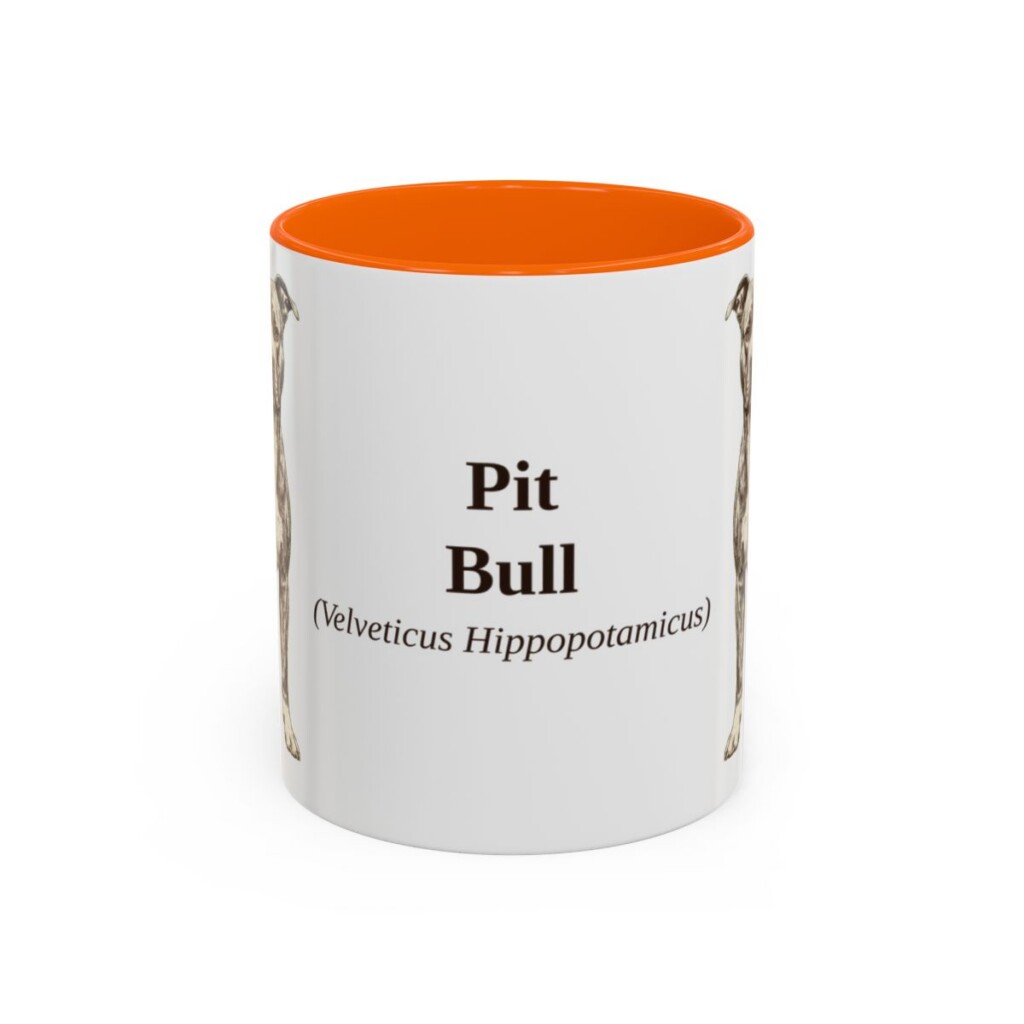 11oz Pit Bull Latin Mug, Orange, front view