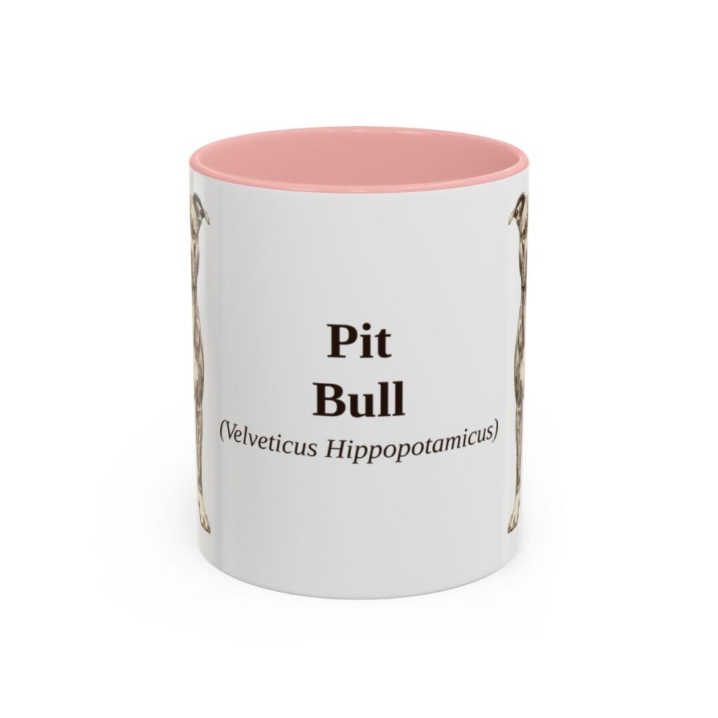 11oz Pit Bull Latin Mug, Pink, front view