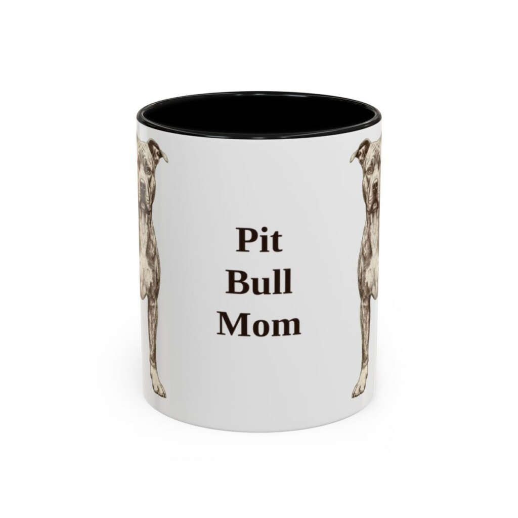 11oz Pit Bull Dog Mom Mug, Black, front view