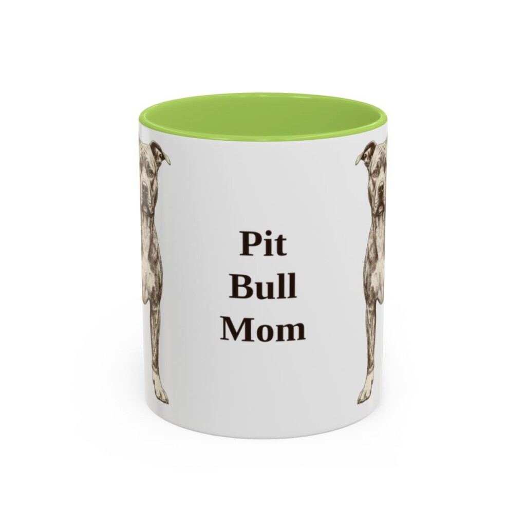 11oz Pit Bull Dog Mom Mug, Light Green, front view