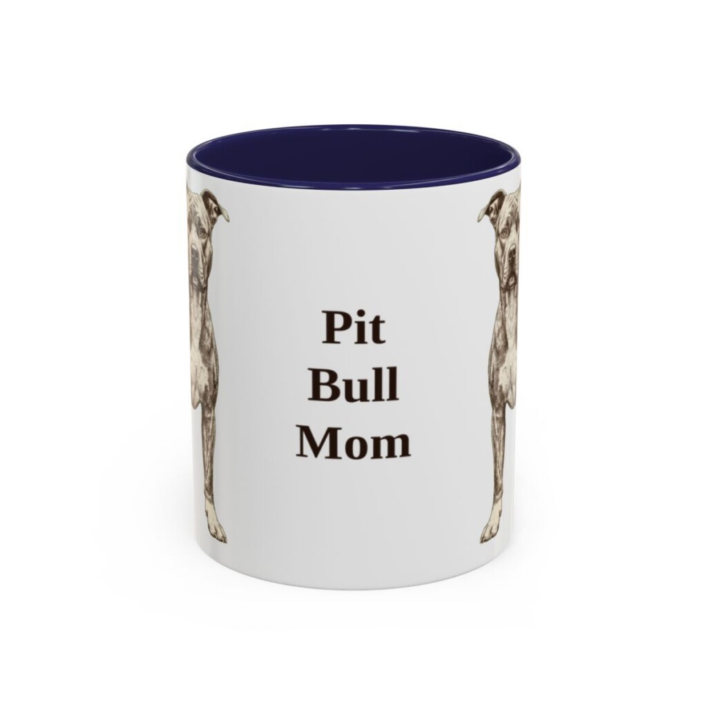 11oz Pit Bull Dog Mom Mug, Navy, front view
