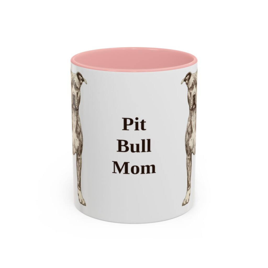 11oz Pit Bull Dog Mom Mug, Pink, front view