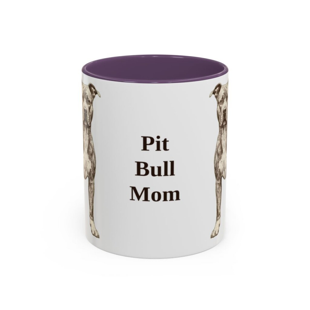 11oz Pit Bull Dog Mom Mug, Purple, front view