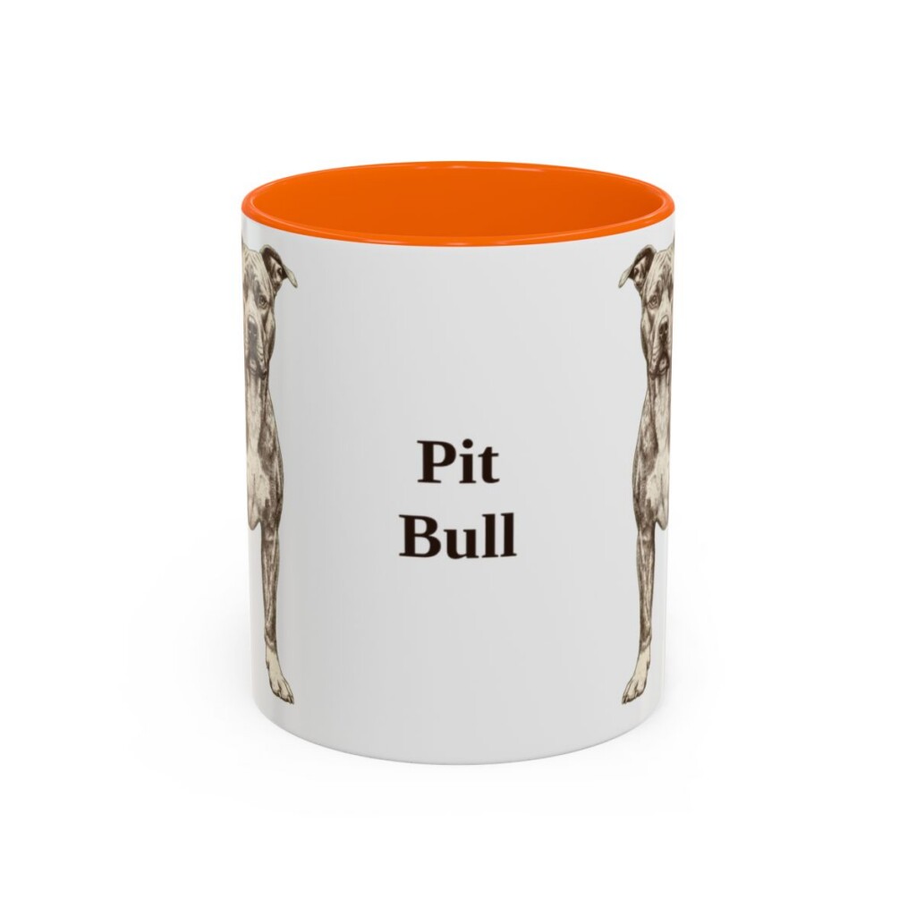 11oz Pit Bull Mug, Orange, front view