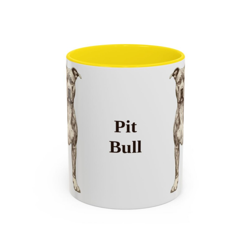 11oz Pit Bull Mug, Yellow, front view