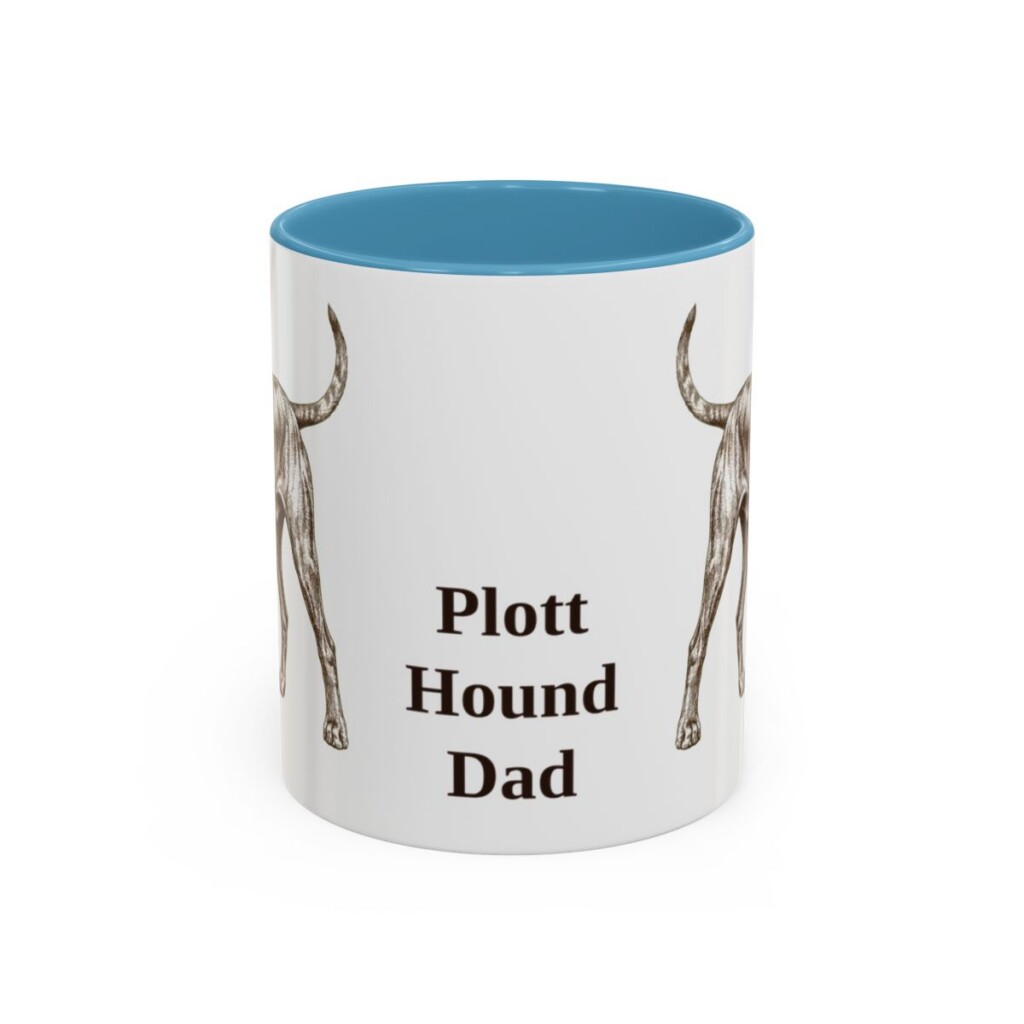 11oz Plott Hound Dog Dad Mug, Light Blue, front view
