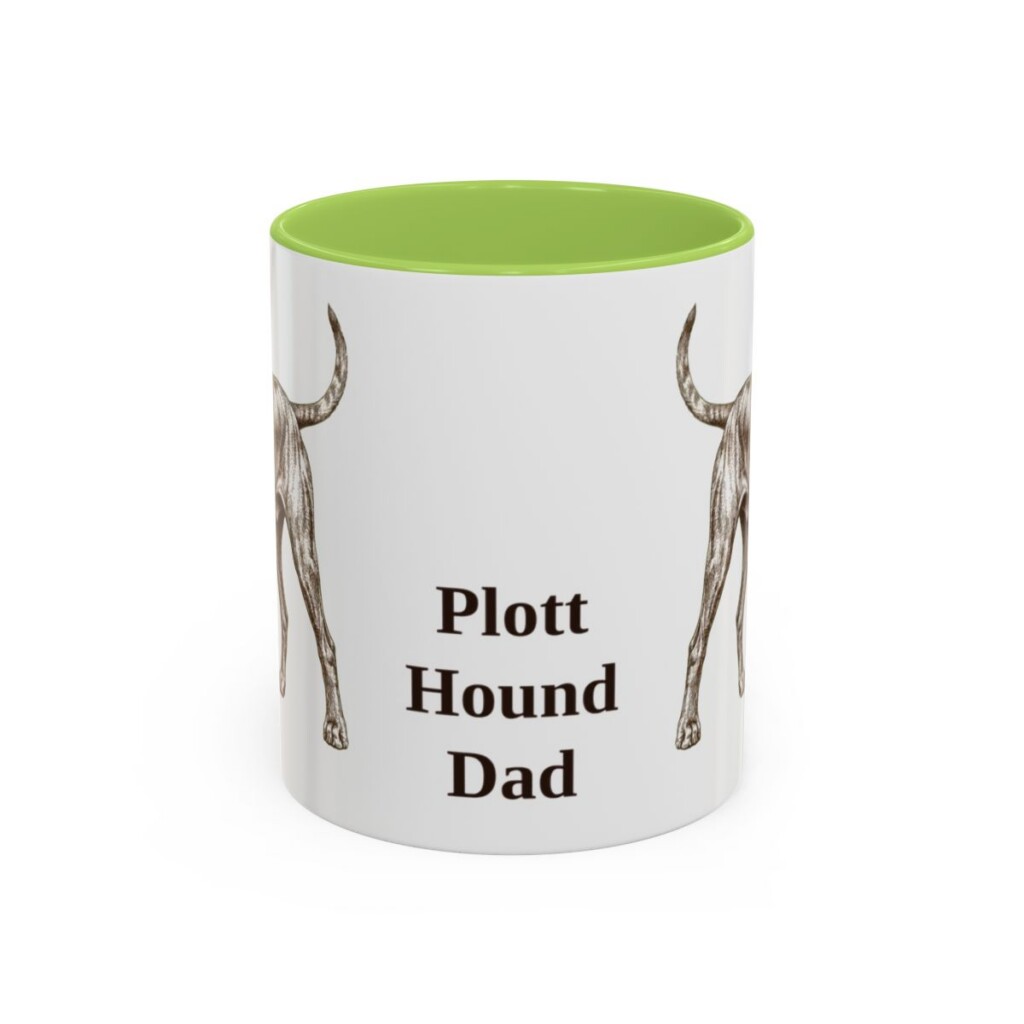 11oz Plott Hound Dog Dad Mug, Light Green, front view