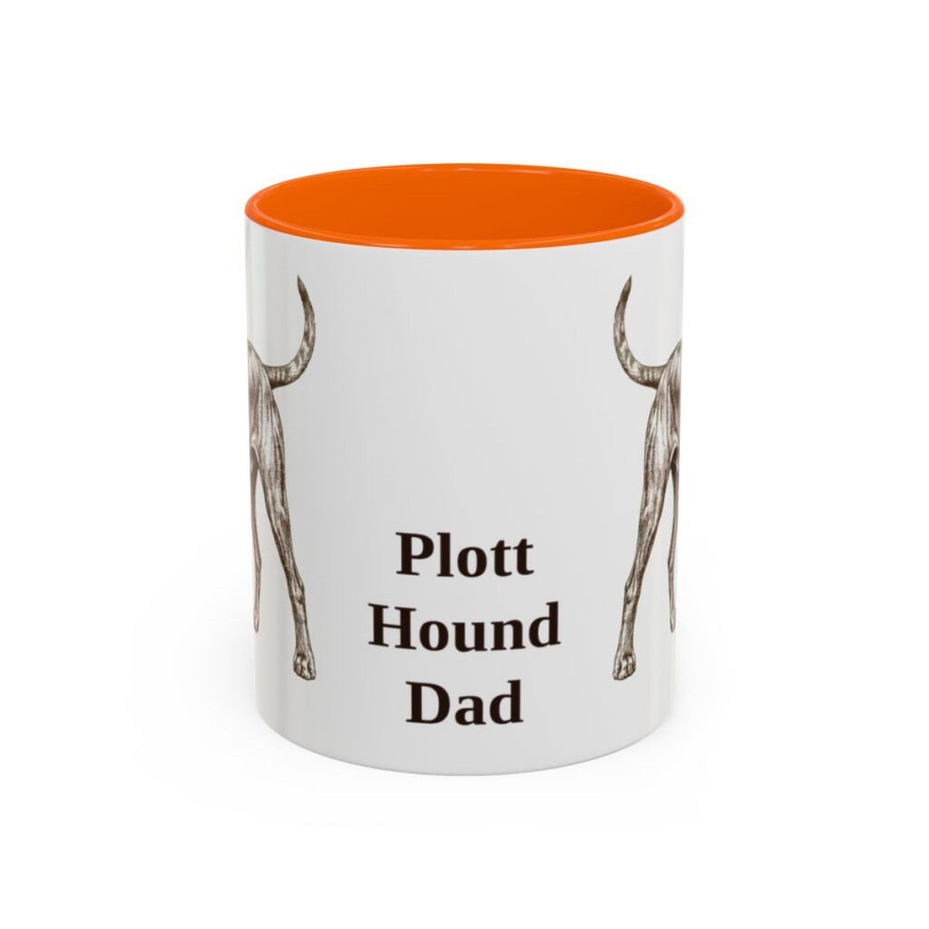 11oz Plott Hound Dog Dad Mug, Orange, front view